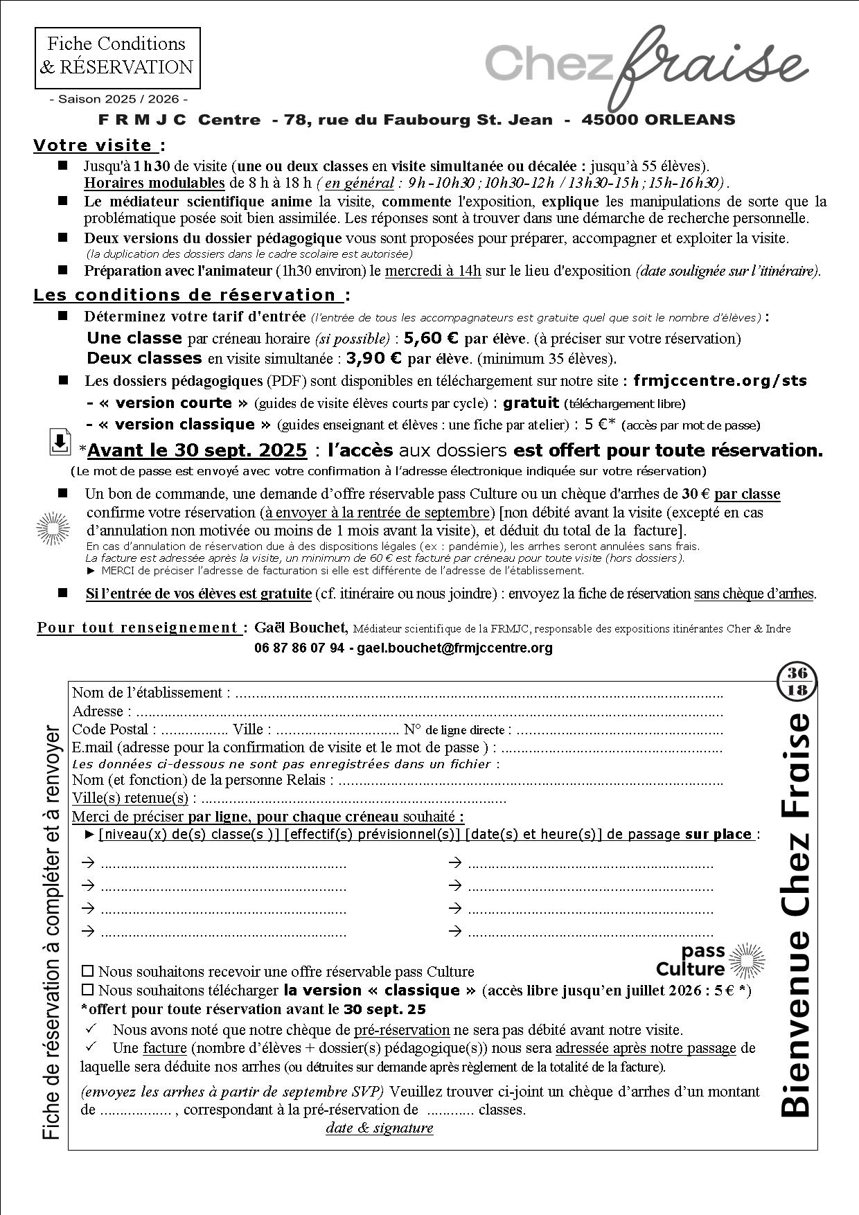 Fiche de réservation expo scientifique interactive alimentation durable 